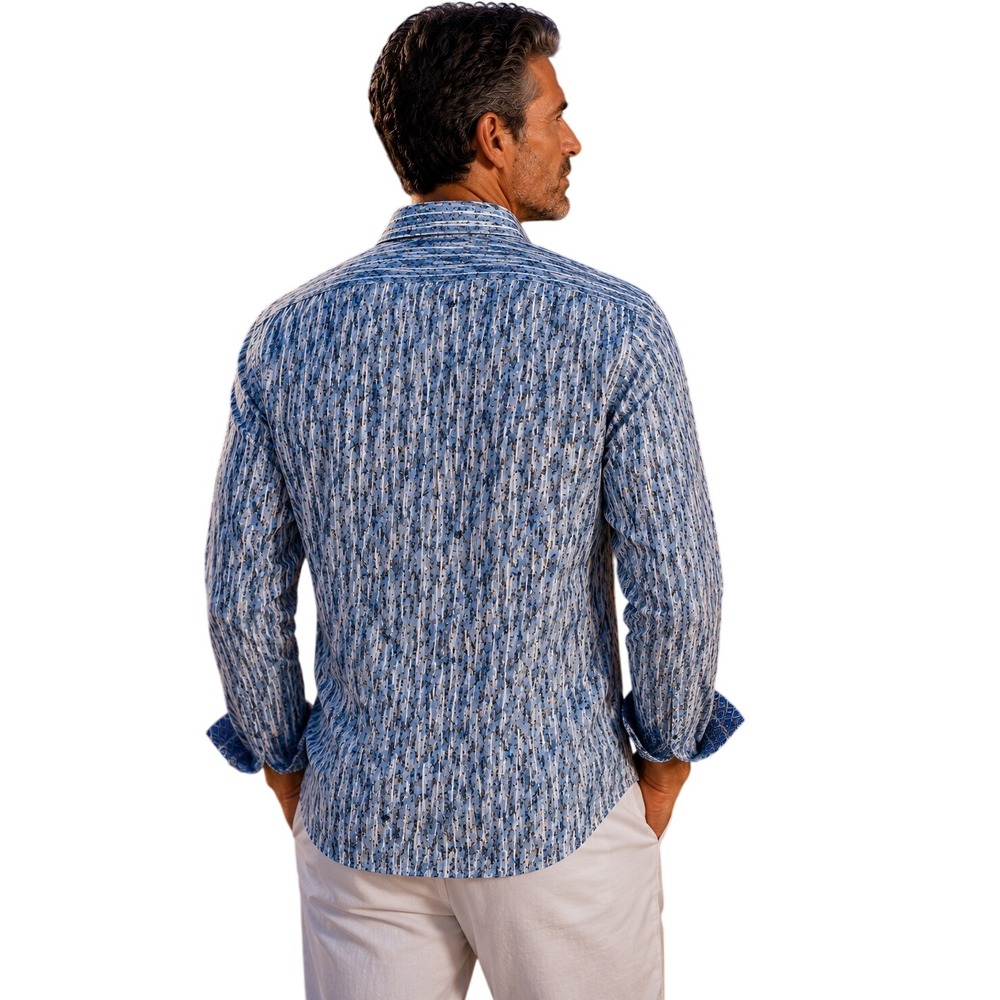 Robert Graham Eldert Classic Fit Abstract Stripe Stretch Shirt Blue Multi S NEW - Picture 4 of 13